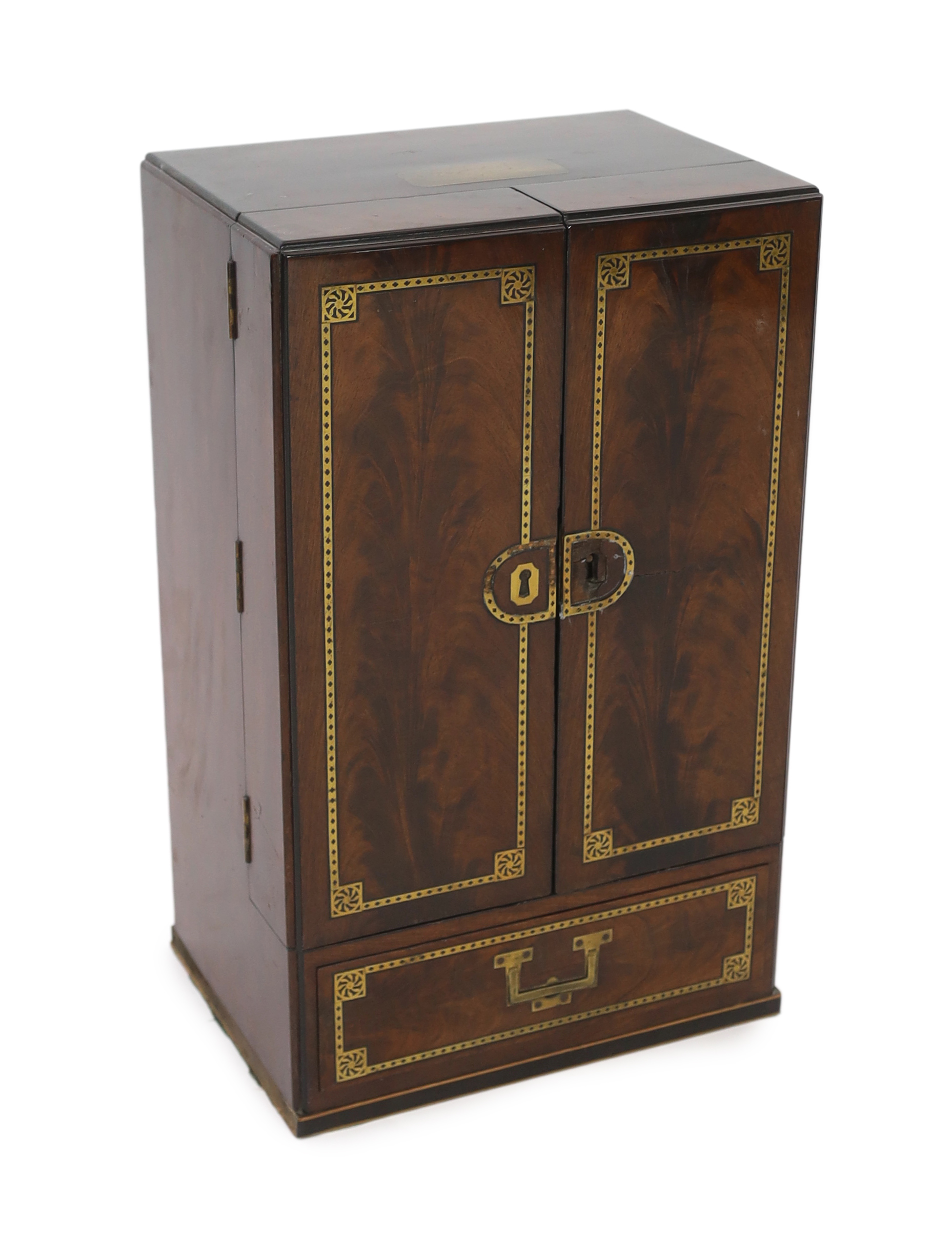 A Regency brass inset mahogany apothecary chest